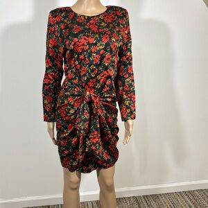 MARY JO BRUNO Vintage Floral 100% Silk Wrap Dress Size 6
